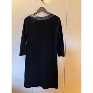 Boden Womens Black Embellished Collar Dress 3/4 Sleeve Knee Length Size 8